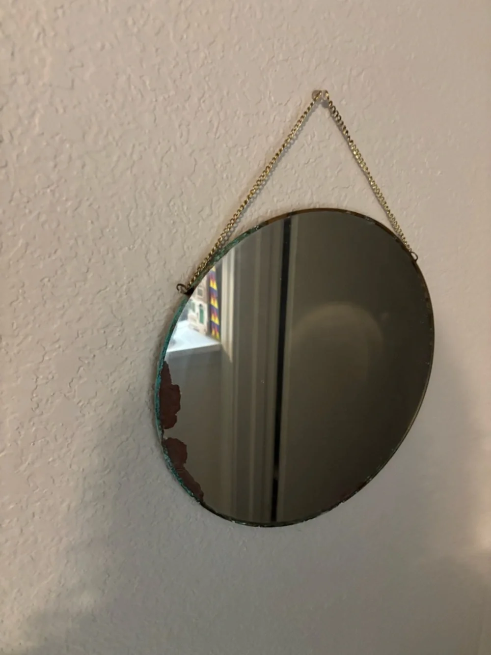 Gold Round Hanging Wall Mirror - Elegant Home Accent